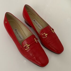 Etienne Aigner by Spain Leather Upper Slip Upper Heel Slip On Red Loafers Size 8